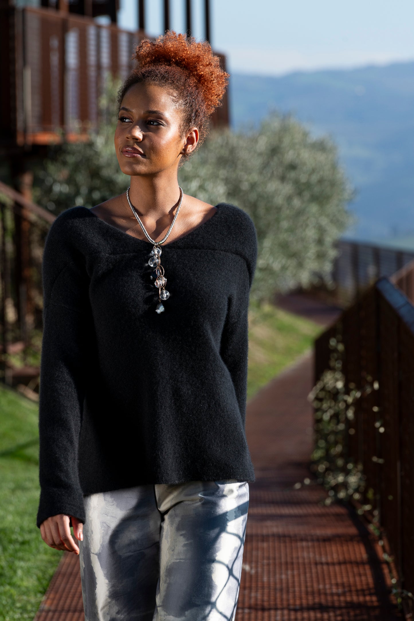 "DOUBLE" SCOLLO V CASHMERE E SETA