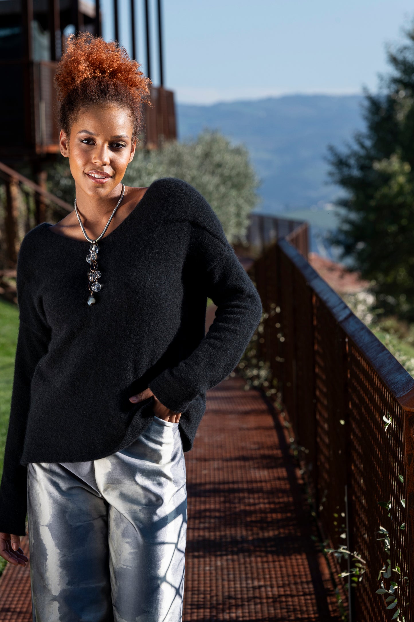 "DOUBLE" SCOLLO V CASHMERE E SETA