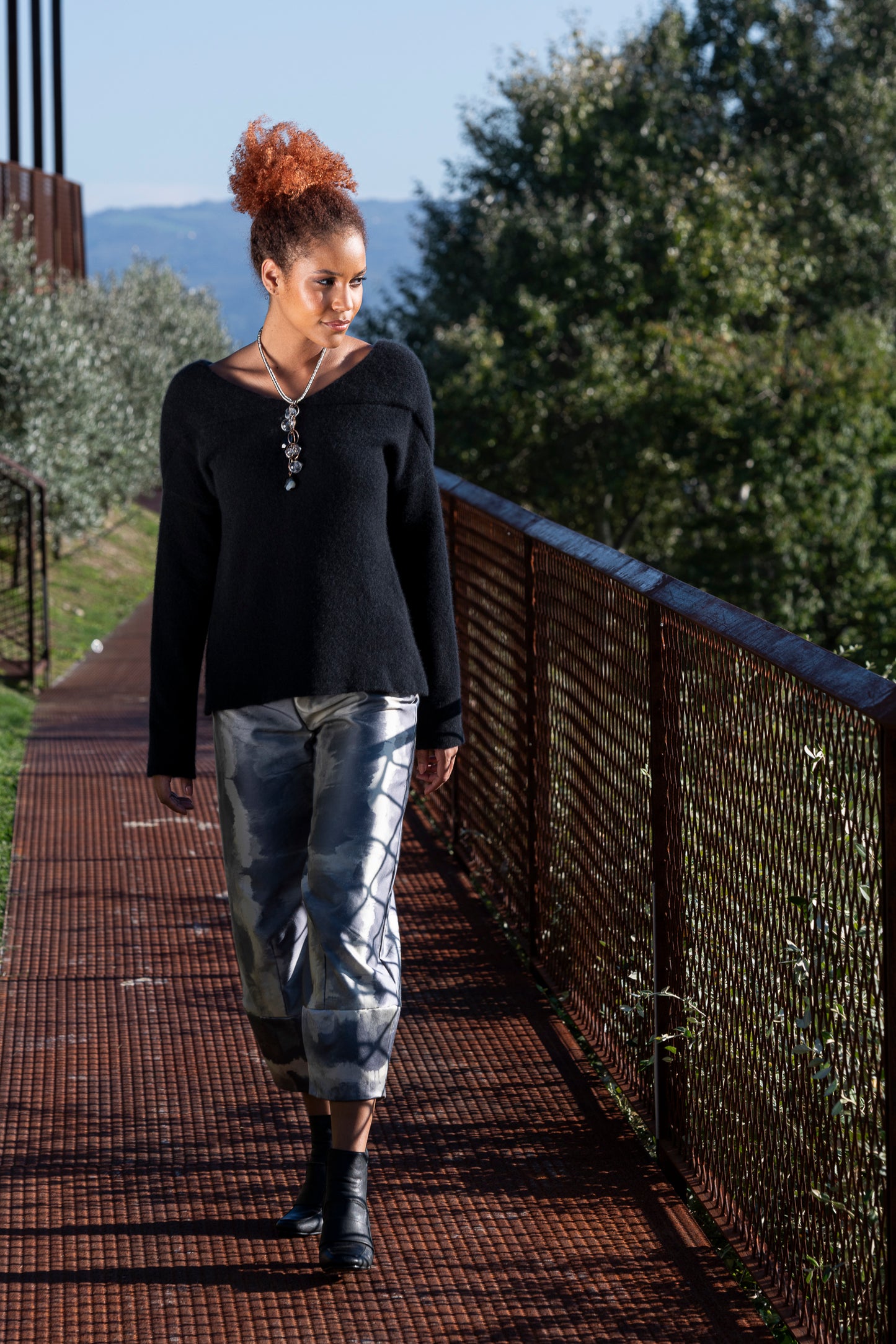 "DOUBLE" SCOLLO V CASHMERE E SETA